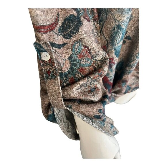 Song n Spirit Floral Hi Lo Top~Size XL~Multi Fall Color Roll Tab Sleeves L4 15 - Picture 4 of 11